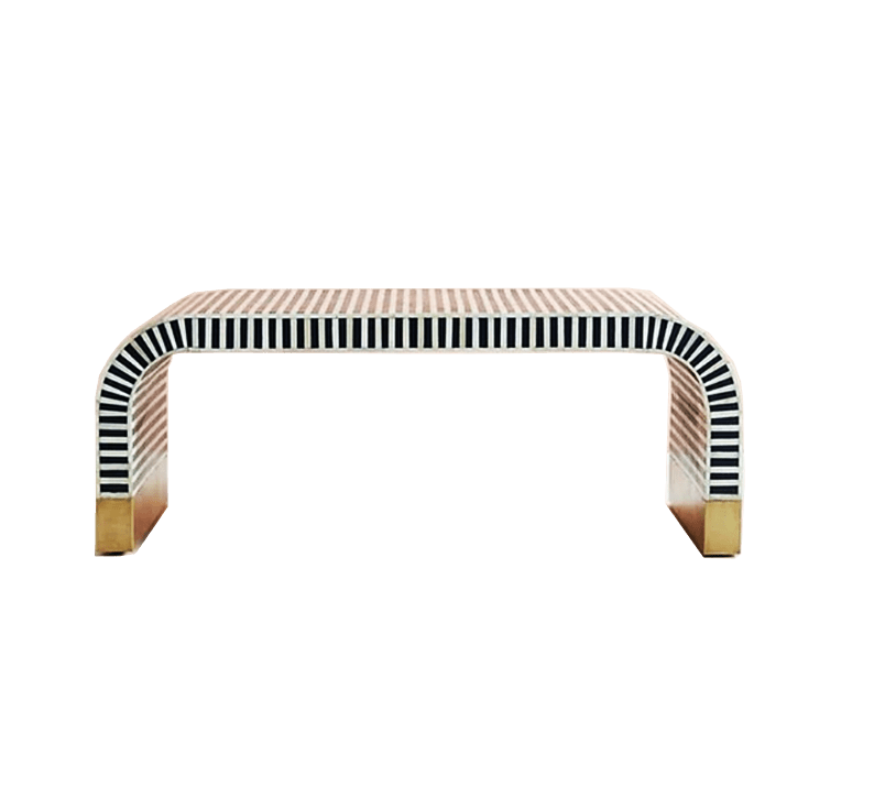 Waterfall Bone Inlay Coffee Table Front View