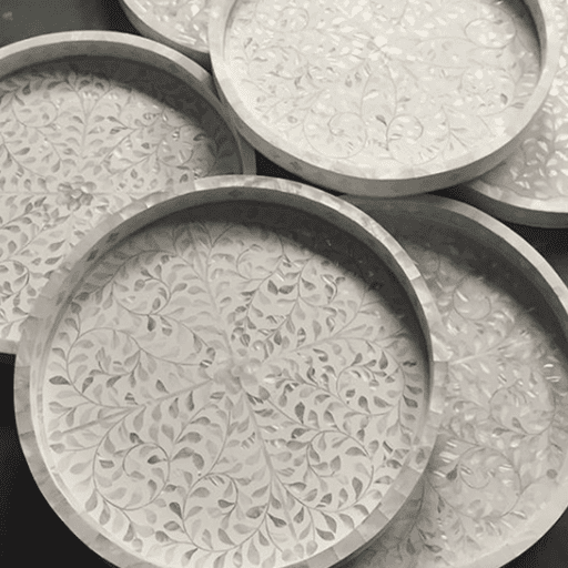Many Mother of Pearl Inlay Large Round Trays
