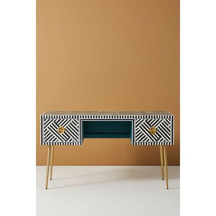 Bone Inlay Desk with brass legs