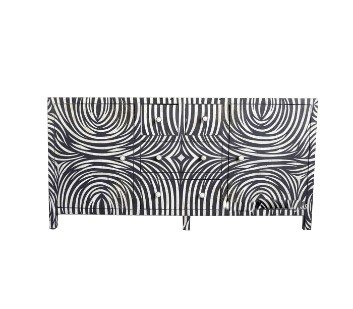 Black Bone Inlay Buffet with Zebra pattern