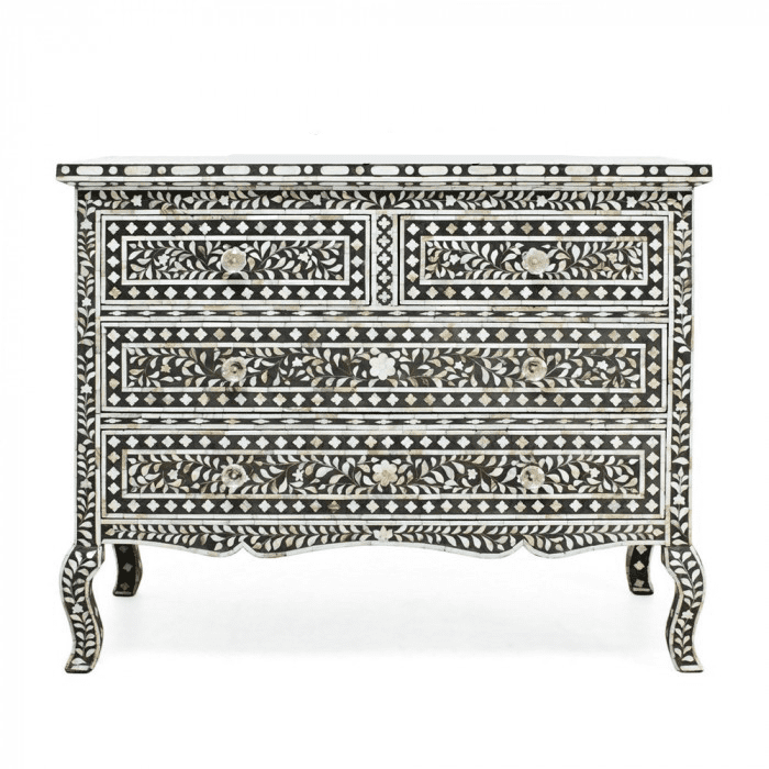 Mother of Pearl Chest with 4 Drawers and Curved Legs