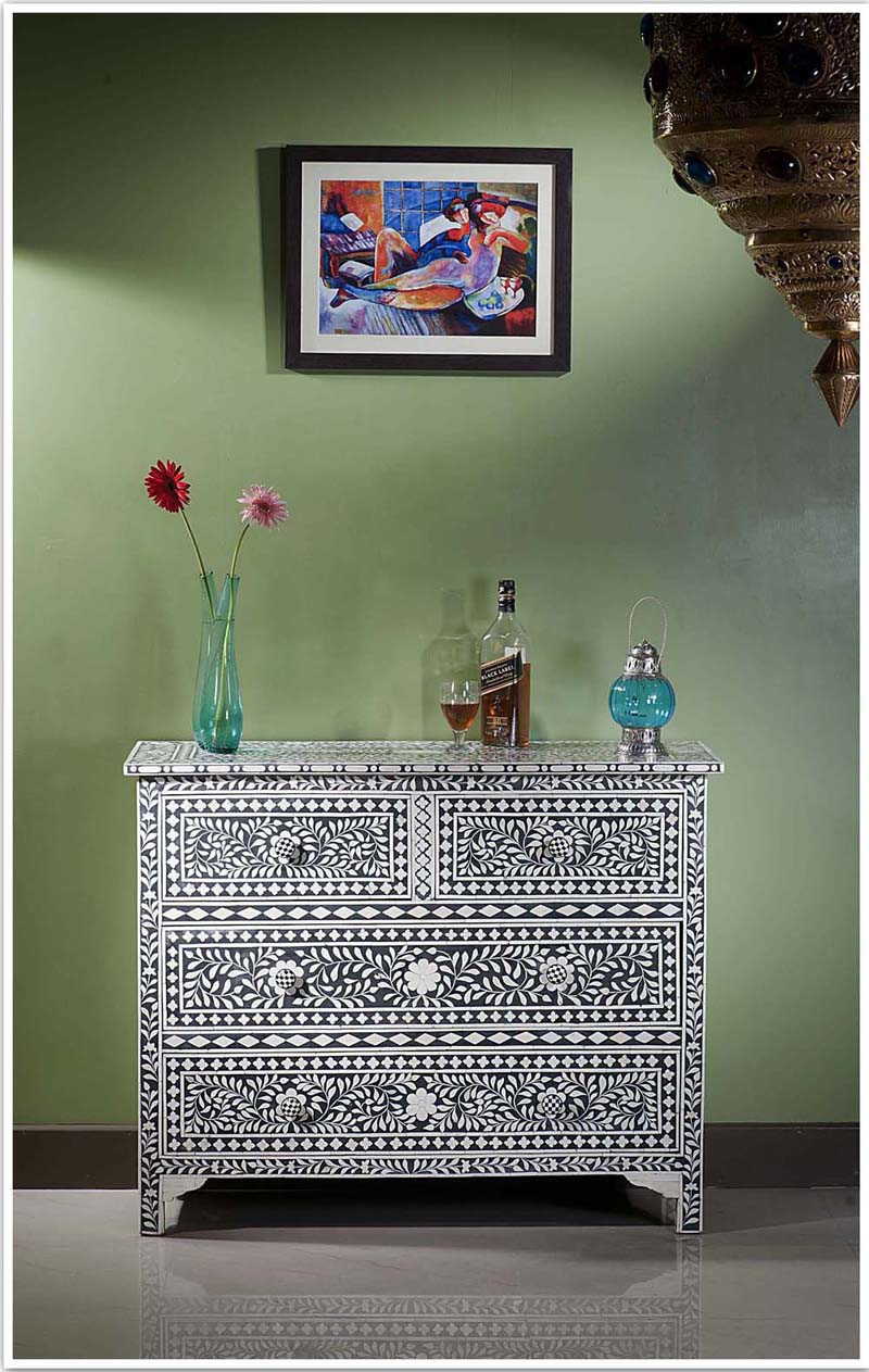 Bone Inlay Chest of Drawer